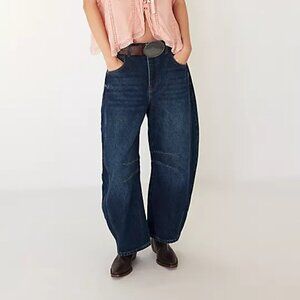 Free People We The Free Good Luck Mid-Rise Barrel Jeans Color Deep End Regular